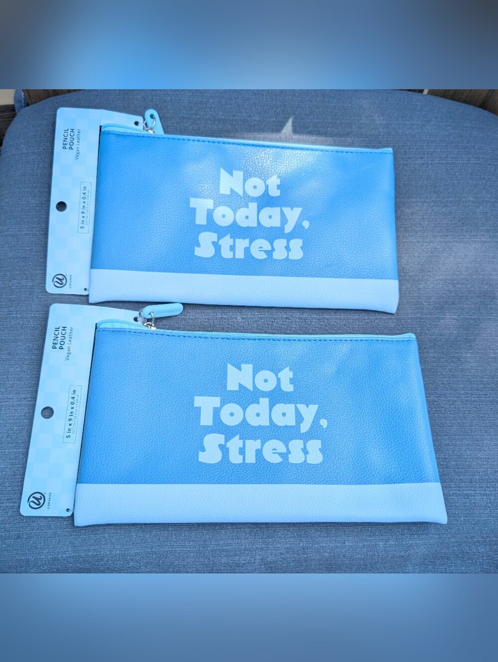NWT 2 "Not Today Stress" Pencil Cases Carryall Bags  Makeup Pouch
